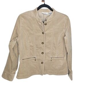 Prewick & Moore Tan Corduroy Jacket Brass Button Sz M Equestrian Preppy Academia